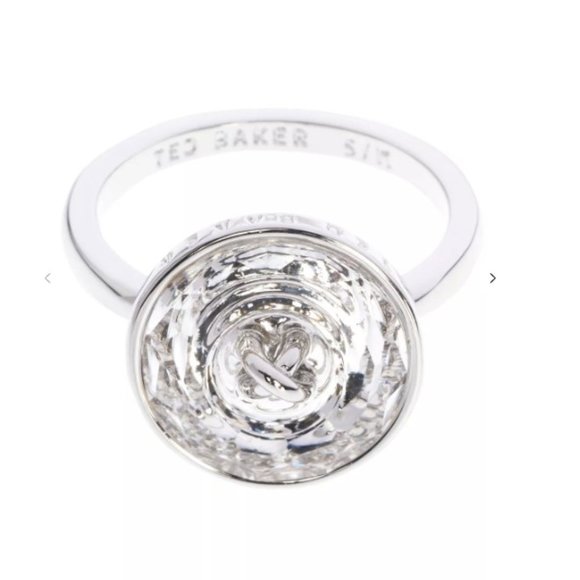 Ted Baker Silver Keriann Swarovski Crystal Big Button Ring - Picture 2 of 4